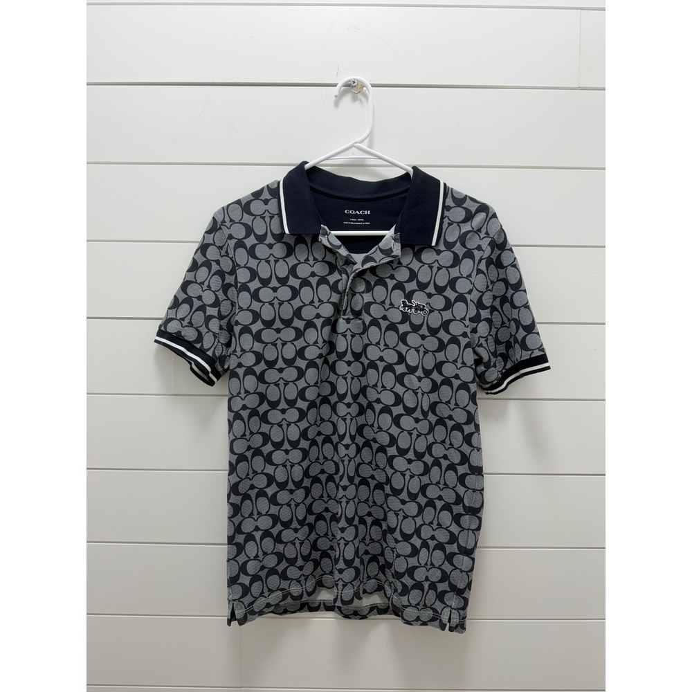 Coach Mens Signature Polo Size XS Navy Blue